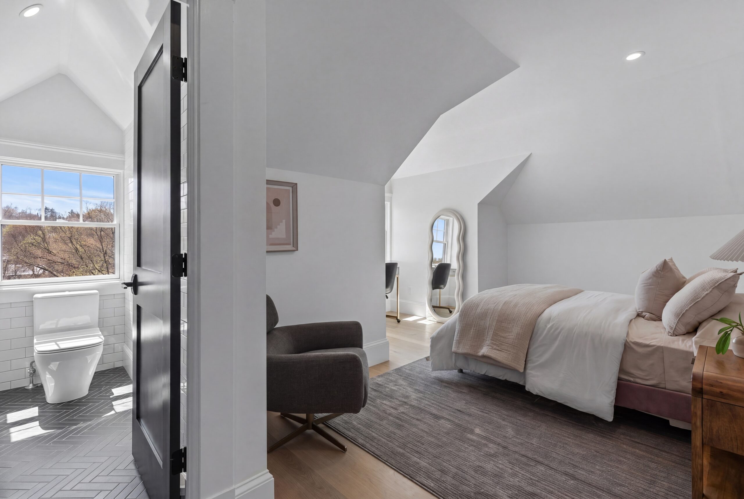 Modern bathroom black fixtures 4459 Washington Street Roslindale Massachusetts Design Resource Team